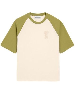 Ami Paris Teeshirt Manches Courtes Boxy Fit Avec Patch De Coeur En Crochet - Amarillo