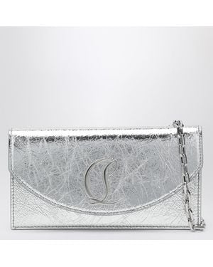Christian Louboutin Loubi54 Laminated Leather Clutch Bag - Grey