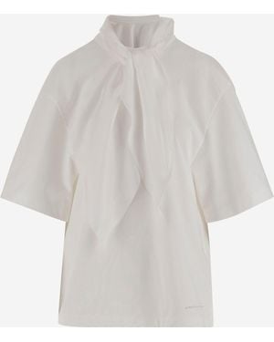 Carven Top Di Cotone Con Arco - Bianco