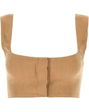LeKasha Linen Jirja Crop Top - White
