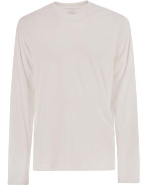 Majestic Majestätische langhältige Crew -Nacken -T -Shirt - Weiß