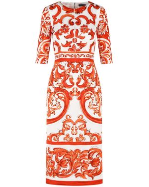Dolce & Gabbana Dolce & Gabbana Majolica Print Silk 'Charmeuse' Dress - Red