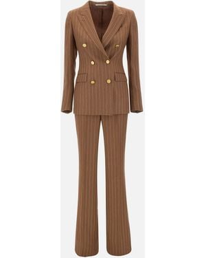 Tagliatore Zweiteiliger Anzug Aus Parigi-Leinen, Brauner Nadelstreifen