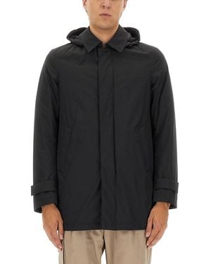 Herno Two-Layer Windstopper Long Parka Polyester Jacket - Black