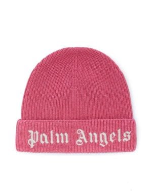 Palm Angels Beanie With Logo - Pink