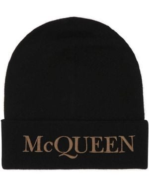 McQueen Cashmere Beanie Hat - Black