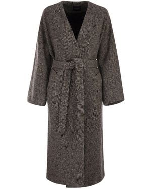 Weekend by Maxmara Zenica Wool Tweed Dressing Gown Coat - Grey
