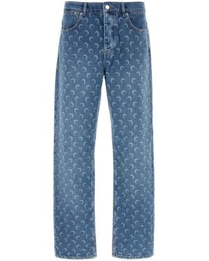 Marine Serre Printed Denim Jeans - Blue