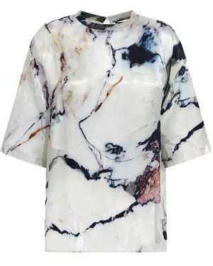 Roberto Cavalli Marble Print T-Shirt - Gray
