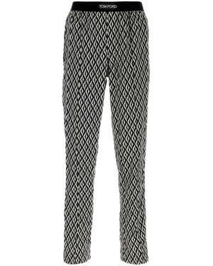 Tom Ford Printed Stretch Satin Pyjama Pant - Grey