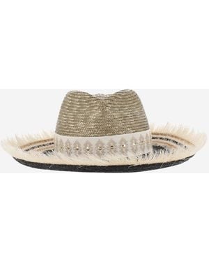 Ferruccio Vecchi Straw And Viscose Blend Hat With Embroidery - Red