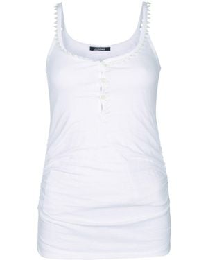 Jacquemus Solid Scoop Neck Top - White