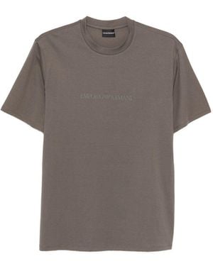 Emporio Armani Logo Cotton T Shirt - Grey