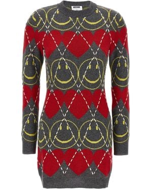 Moschino 'Smiley' Wool Dress - Red