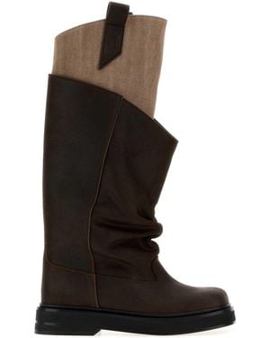 The Attico Chocolate Leather New Robin Passeggiata Boots - Black