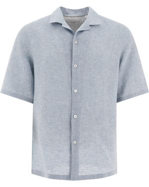 Brunello Cucinelli Shirts Celeste-Uomo - Blu