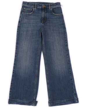 Golden Goose Journey Girl's Bootcut Medium Washed Denim With Contratst Stitching And Embroidery - Blue
