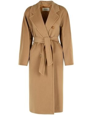 Max Mara Madame' Virgin Wool And Camel Cashmere Coat - Natural