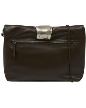 STAUD Cuff Clutch Leer Bruin - Zwart