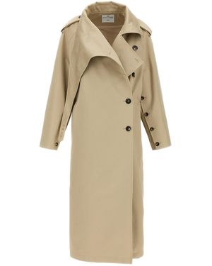 Courreges 'long Oblique' Trench Coat - Naturel
