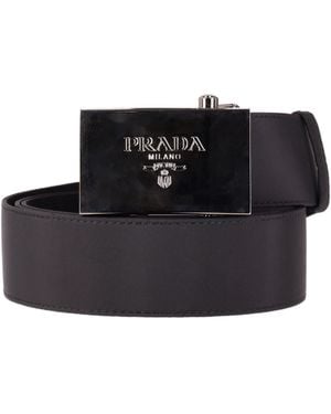 Prada Cinturón con hebilla y logo - Negro