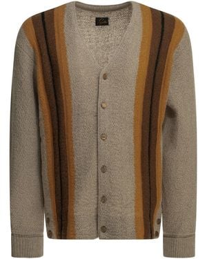Needles Cardigan A Righe Aghi - Marrone