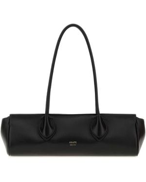 KHAITE Leather Donna Shoulder Bag - Black