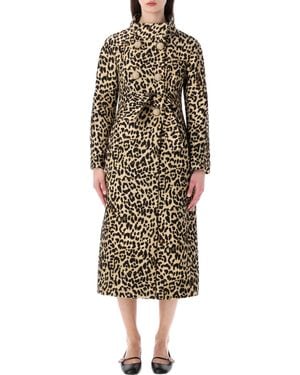 Valentino Garavani Animalier Print Cloth Coat - Brown
