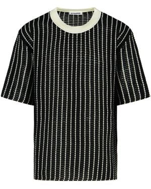 Jil Sander "Crochet" schwarzes Baumwoll-T-Shirt