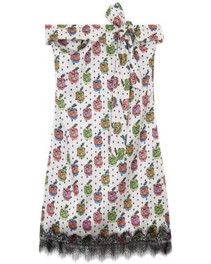 Gcds Short Dress With Print - White