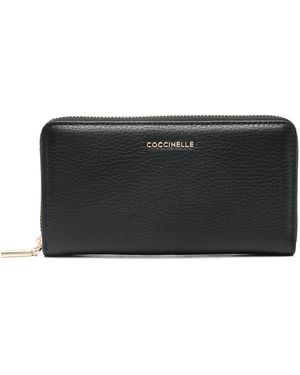 Coccinelle Großes Metallic Soft Portemonnaie - Schwarz