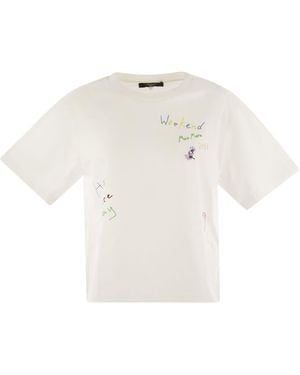 Weekend by Maxmara Weekend Max Mara Acline Printed Organic Cotton T Shirt - White