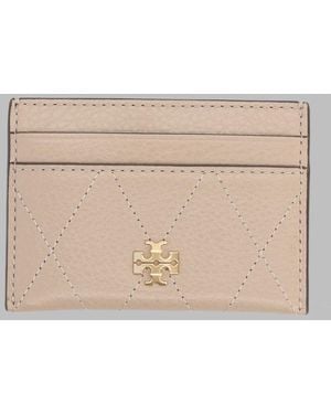 Tory Burch Cow Leather Wallet With Polyester Lining - Natural