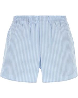 Ami Paris Embroidered Poplin Shorts - Blue