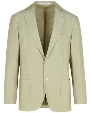 Eleventy Cream Cotton Blend Blazer - Green
