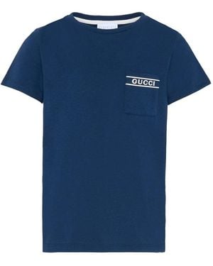 Gucci T Shirt With Logo - Blue
