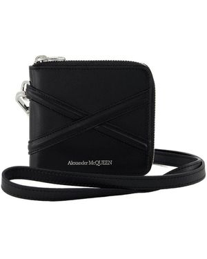 McQueen Reißverschluss um Billfold Wallet schwarzes Leder