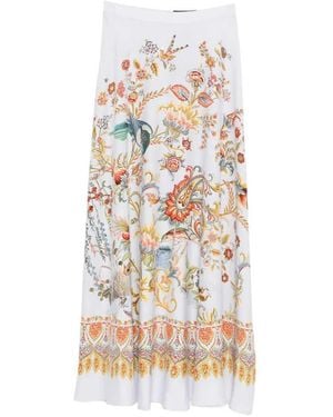 Etro Long Floral Semi Circle Skirt - White