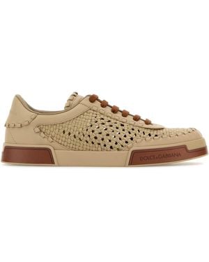 Dolce & Gabbana Cappuccino Leather Portofino Sneakers - Brown