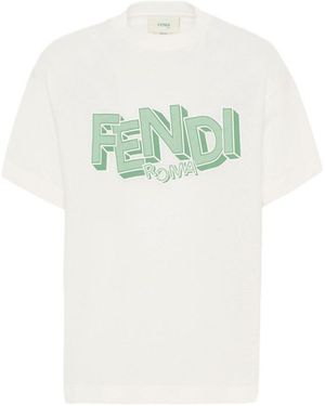 Fendi T-Shirt With Logo - White