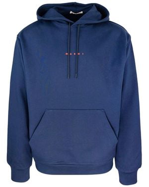 Marni Felpa Con Cappuccio E Mini Logo - Blau