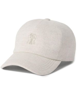 Brunello Cucinelli Baseballkappe Mit Logo-Stickerei - Weiß