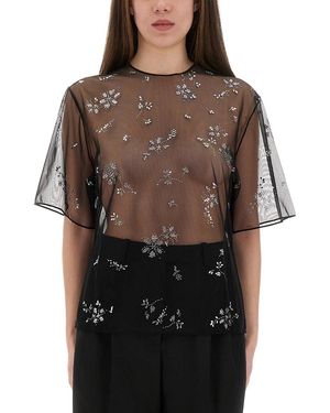 Rabanne Transparent Top With Applications - Black