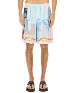 Versace Silk Shorts With Refined Silhouette - Blau