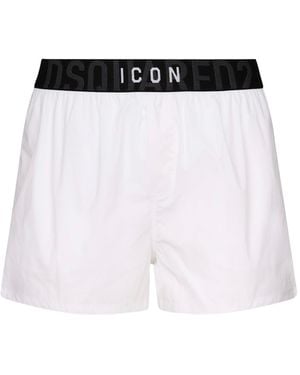DSquared² Short de natation de la taille de la taille du logo blanc White