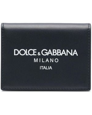 Dolce & Gabbana Leather Wallet With Logo Print - Blue