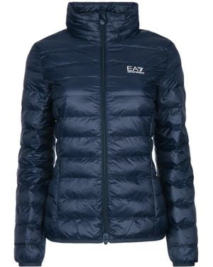 EA7 E. A.7 Quilted Bomber Jacket With Polyamide Shell - Blue