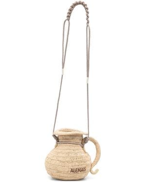 ALÉMAIS Michelle Raffia Jug Crossbody - White