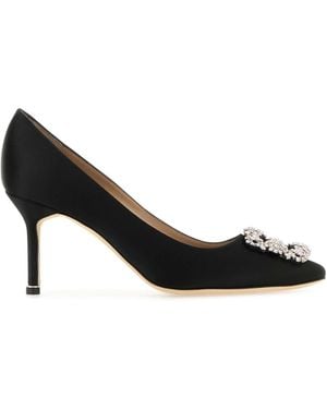 Manolo Blahnik Satin Hangisi Court Shoes - Black