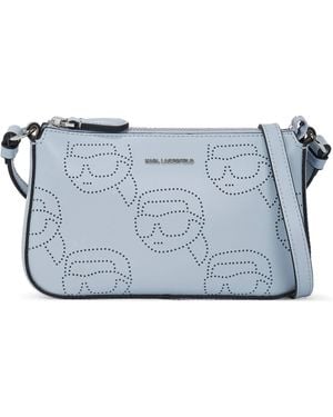 Karl Lagerfeld Ikon Light Blue velat en cuir en cuir - Bleu